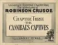 Carte-titre du chapitre sur les « cannibales » d'une adaptation de Robinson Crusoé.