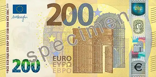 Deux cents euros, Face recto