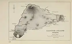 Carte détaillant les différents lieux de l'île de Pâques.