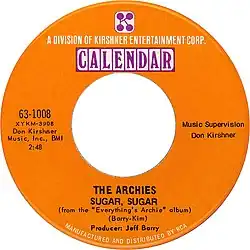 Description de l'image The archies sugar sugar 1969 US vinyl.jpg.