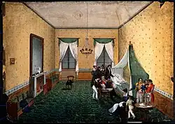 Salon dans lequel Napoléon est mort. Son lit de camp y a été déplacé de sa petite chambre étouffante le 28 avril.