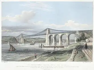 Le pont suspendu, en 1840.