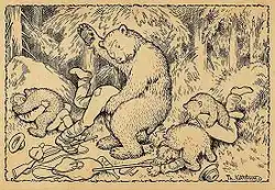 En uheldig bjørnejakt. (Une malheureuse chasse à l'ours)