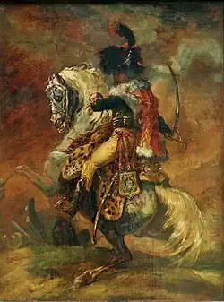 Étude pour l'Officier de chasseurs à cheval de la garde impériale chargeant, Géricault, 1812 musée du Louvre.