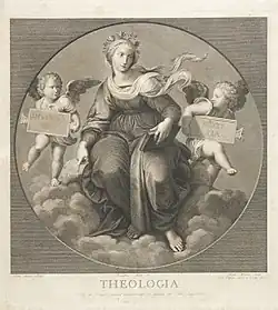 Gravure de l'artiste italien Raffaello Morghen représentant une allégorie de la théologie