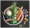 Légumes frais et épices.