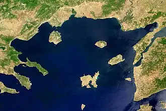 Image satellite de la mer de Thrace avec les Sporades thraces.