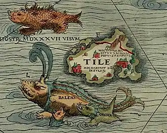 L'île mythique de Thulé sur la Carta Marina, carte du seizième siècle.