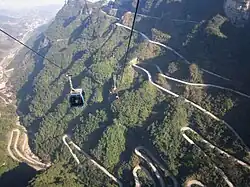 Vue de la «&nbsp;route vers le Ciel » depuis le téléphérique.