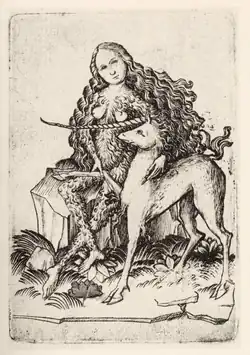 Jeune femme sauvage en compagnie d'une licorne, vers 1460-1467.
