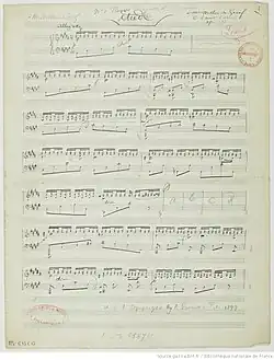 page du manuscrit de la partition