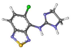 Représentation de la tizanidine (boules et bâtonnets)