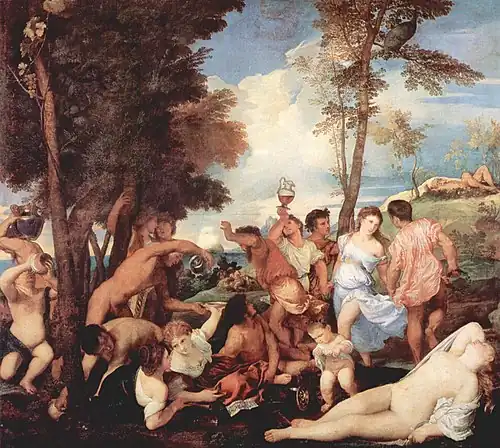 Titien, La Bacchanale des Andriens, 1522-1524, musée du Prado, Madrid.