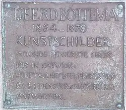 Plaque en l'honneur de Tjeerd Bottema