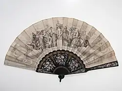 Autour du Prince Albert sur un piédestal, les nations manifestent à la reine Victoria qu'elles prennent part au deuil qui vient de la frapper. À la droite de l’éventail, une représentation du Palais de l’Industrie, bâtiment dans lequel s’était déployée l’Exposition universelle de 1855 de Paris, fait écho à une représentation du Crystal Palace, le bâtiment phare de l’Exposition universelle de 1851 à Londres, placée à l’opposé de la composition. Cette lithographie est un hommage porté au prince et à son rôle dans l'organisation de la première Exposition universelle en 1851 à Londres.