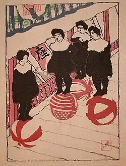 En équilibre sur un ballon, 1914