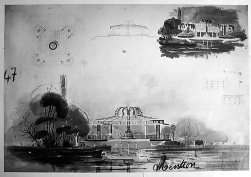 Dessin de Toma Barbu Socolescu (fontaines) - 1re&nbsp;mention au Prix Delaon en 1938.