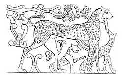 Dessin d'une fresque de la tombe Campana.