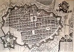 Planche de la capitale du duché de Savoie, Turin (Piémont), en 1674