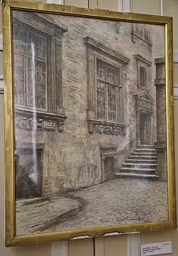 Dessin de 1912 montrant la façade avec la porte.