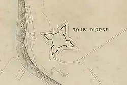 Tour d'Ordre, sur un Plan du port et de la ville de Boulogne en 1544 (source Gallica).
