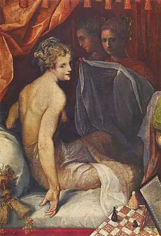 La toilette de Hyante et Climène, Toussaint Dubreuil (fin du XVIe, Louvre).