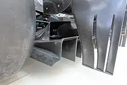 Photo d'une partie d'un pneu et des petites ailettes composant un diffuseur.