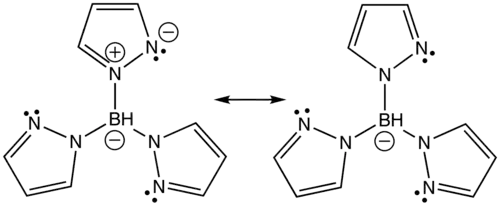 Mésomérie de l'anion tris(pyrazolyl)borate.