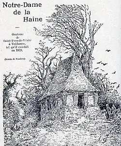 L'oratoire de Saint-Yves-de-Vérité à Trédarzec en 1879 (dessin de Louis-Marie Faudacq publié en 1909 dans "Le Fureteur breton").