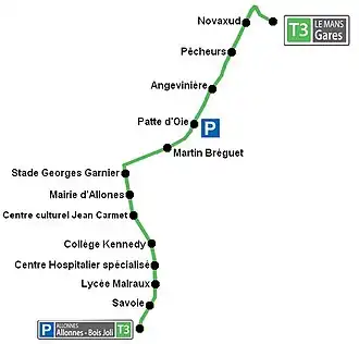 Voir la carte de la ligne.