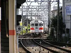 Train en approche de la gare.