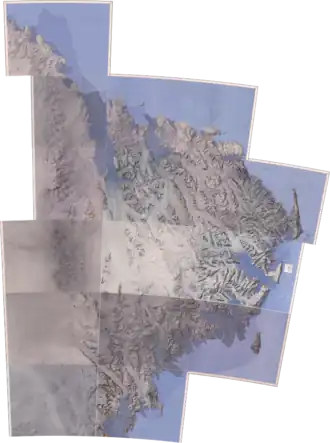 Assemblage de quadrants formant une carte topographique.