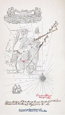 Dessin d'une carte d'une île fictive.