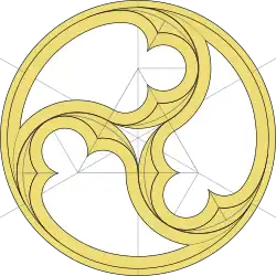 Triskèle de vitraux d'église.
