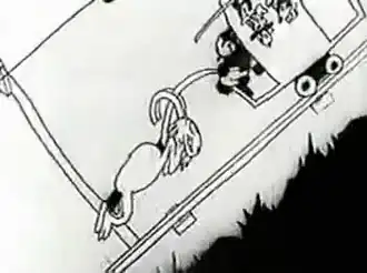 Un bouc fonce vers le wagon.