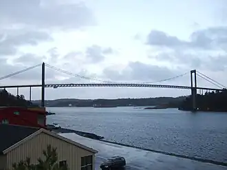 Le pont reliant l'île de Tromøy au continent.