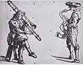 Figure con instrumenti musicali e boscarecci.