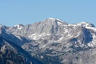Vue du Hochschwab depuis le village de Turnau.