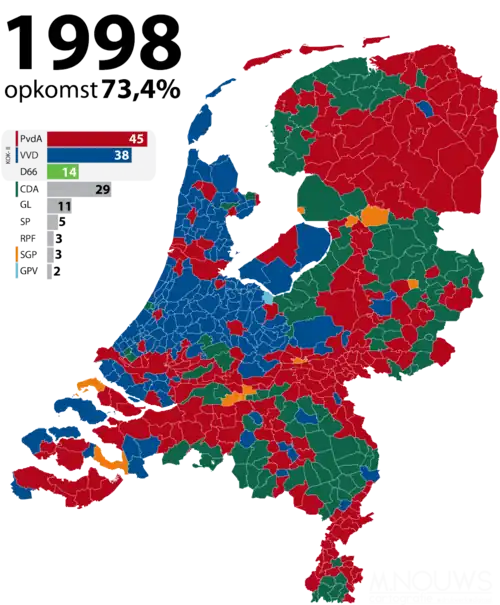 Parti arrivé en tête dans chaque commune.