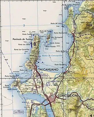 Vue de la baie de Concepción et de l'île Quiriquina