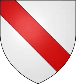 D'argent à la bande de gueules