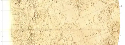 Vue partielle de Caloris Basin par Mariner 10 Plaines lisses Odin Planitia Budh Planitia