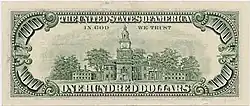 Revers d'un billet de 100 dollars américains