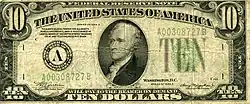 Avers d'un billet de 10 dollars américains