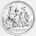 Médaille diplomatique donnée  en 1792 à d'anciens ambassadeurs français aux États-Unis, planche XX in &nbsp;The Medallic History of the United States of America, 1776-1876.