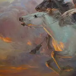 Tête du cheval gris.