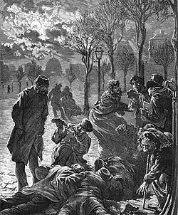 Un obus sur le boulevard Saint-Michel.