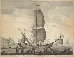 Caïque ottoman sous voile. Dessin de la fin du XVIIe&nbsp;siècle.