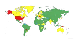 Carte des votes par pays à l'Assemblée générale des Nations unies concernant la résolution ES-10/21, qui appelle à un cessez-le-feu humanitaire immédiat à Gaza et exige l'accès à l'aide.
