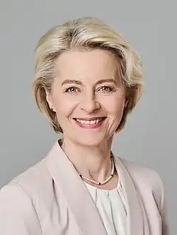 Union européenne:  Ursula von der Leyen, Présidente dela Commission européenne.